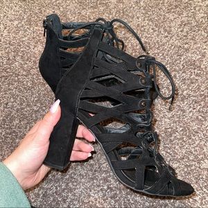 Black lace up heels